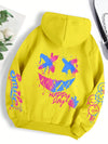 Graffiti Print Hoodie Oversized Crewneck Street Hip Hop Vintage