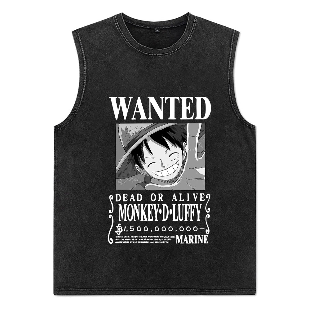 Vintage Men T-Shirts Anime Print T Shirts Cotton Casual Sleeveless Tees Vest - xinnzy