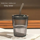 Coffee Glass Lid Straw Water Cup Good-looking Ice Coffee Mug