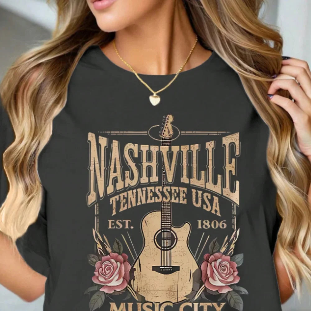 Nashville Graphic Tee Women's Plus Size Summer Tshirt