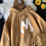 Hoodie Man Casual Cotton Loose Pullover Tops Letter Print Hooded Streetwear
