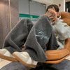 Mens Sherpa Fleece Sweatpants Embroidered Straight Leg Joggers