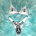 Y2K Goth Bikini Set - Summer Holiday Bathing Suit with Skull Print