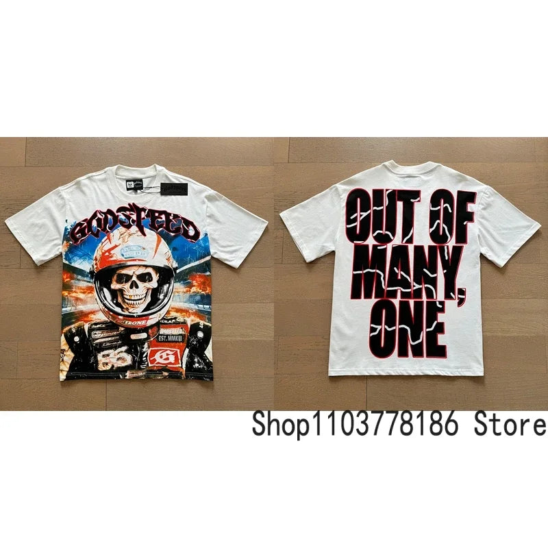 White Godspeed Tee Unisex Classic Holiday Scenery Print T-Shirt