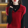 Womens Sweater Vest Polo Collar Oversized Pullover Sleeveless Knit