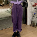 Purple Corduroy Wide Leg Pants