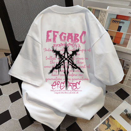 Abstract Text Graphic Men T-Shirt Oversized Streetwear Casual