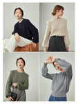 Sweaters  Piece Stitching Design Round Neck Pullovers Commuter Oatmeal