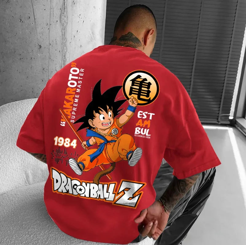 Goku Print T-Shirt Men Dragon Ball Z Cosplay Summer Oversized Top