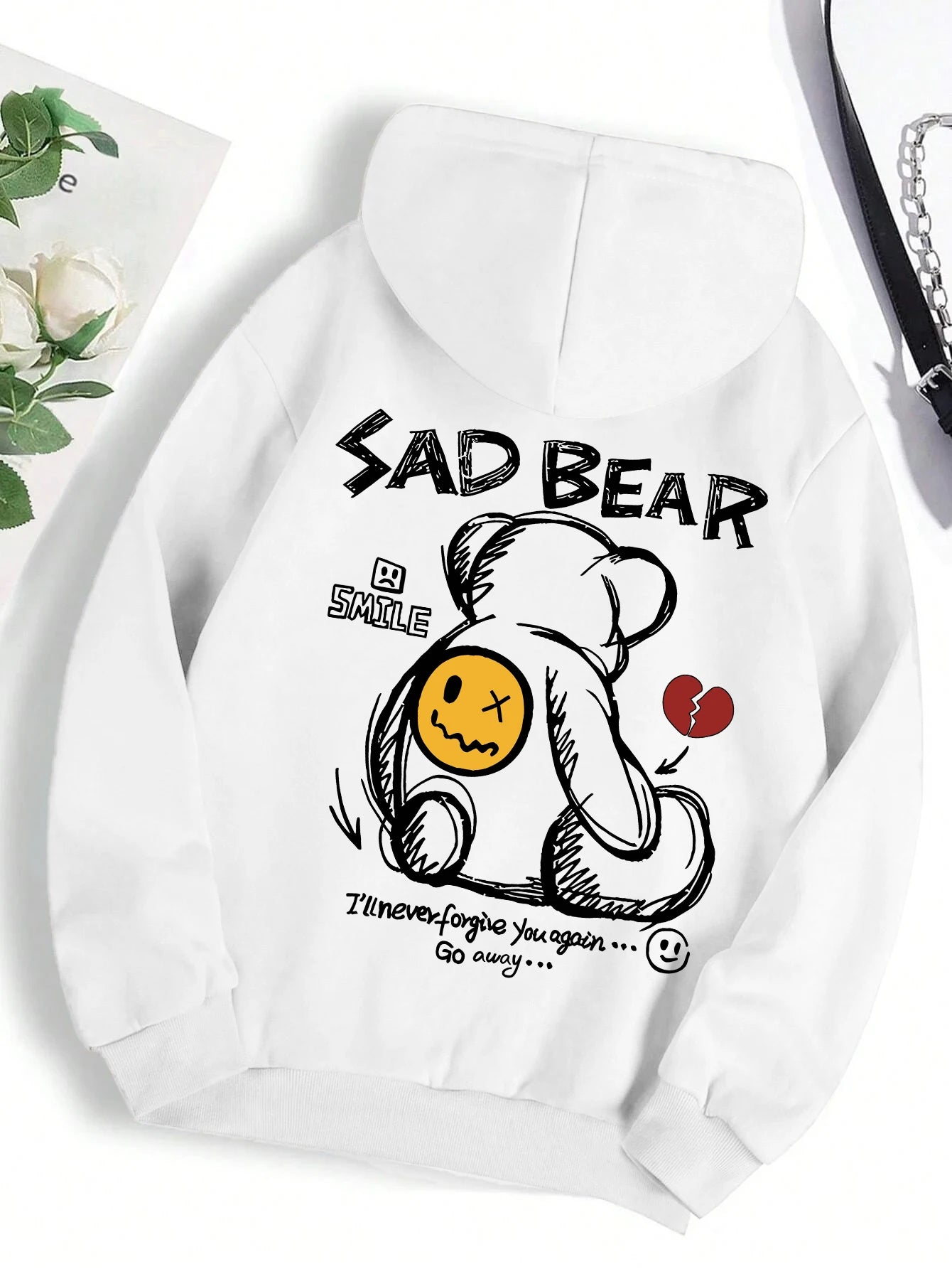 Funny Bear Cartoon Hoodie Women Fleece Casual Top