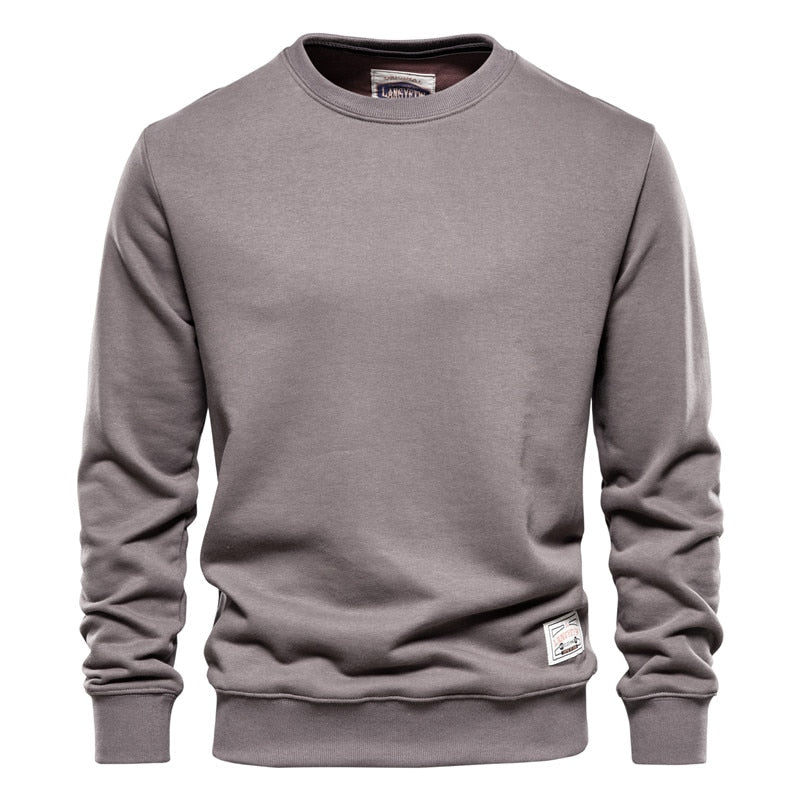 Baumwoll-Herren-Sweatshirt, lässig, einfarbig, langärmelig, Qualität, klassisch