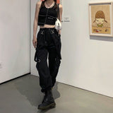 Schicke Harajuku Cargohose, übergroße Goth-Streetwear für Damen