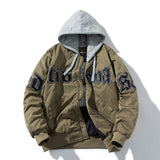 Men Letter Baseball Jacket Winter Vintage Hooded