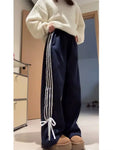 Y2K Fleece Jogginghose Schleife Frauen Koreanischen Stil