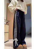 Y2K Fleece Jogginghose Schleife Frauen Koreanischen Stil