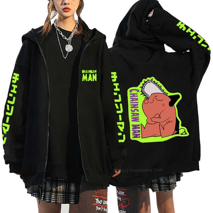 Anime Chainsaw Denji Hoodies Makima Zipper Streetwear Fleece