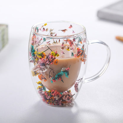 Mug Cup with Dry Flower Sea Snail Conchs Glitters Fillings