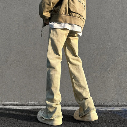 Retro Zipper Elastic Waist Straight Oversized Baggy Pants