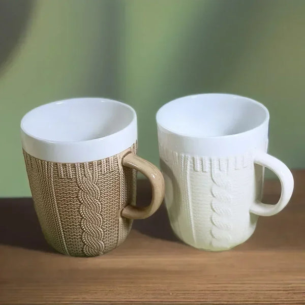 Ceramic Wool Woven Water Cup Colorful Wool Coffee Milk Tea Mugs