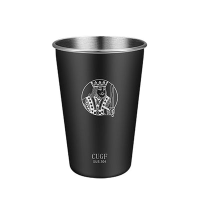 Poker Elk Black Stainless Steel Single Layer Cold Drink Cup Portable Mug