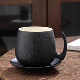 Mug Simple Frosted Cup with Holder Black Pottery Anti Scald