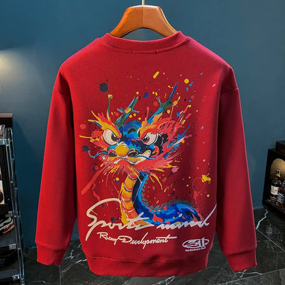 Autumn 2024 Painted Print Men’s Sweater Streetwear Long Sleeve