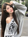 Women’s Y2K Oversized Graphic Long Sleeve T-Shirt – Sexy Streetwear Fall Winter Top