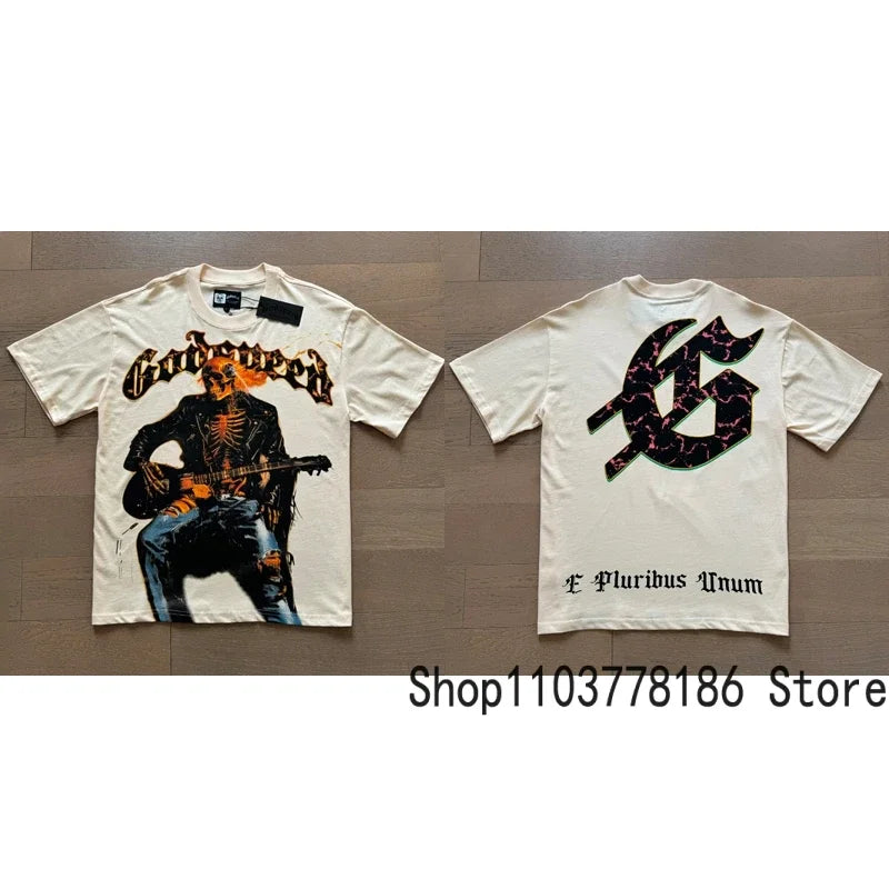 White Godspeed Tee Unisex Classic Holiday Scenery Print T-Shirt