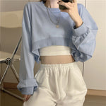 Y2k Streetwear Women Sexy Solid Cropped Sweatshirts Harajuku