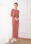 woman cardigan and near Ankle Length long dress nature fiber brand  ribbing fabric clothing - xinnzy