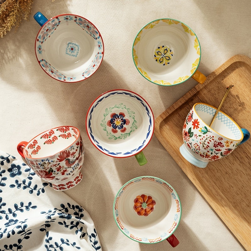 Mug Flower Breakfast Oatmeal Cup Ceramic Milk Coffee