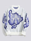 Skeleton Jacquard Knit Sweater Loose Pullover Streetwear Women Top