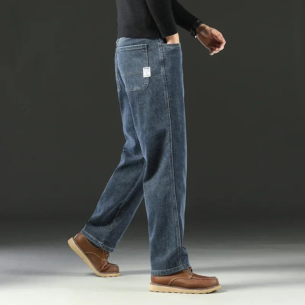 Blue Gray Jeans Men Straight Leg Stretch Business Casual Fit 40 42
