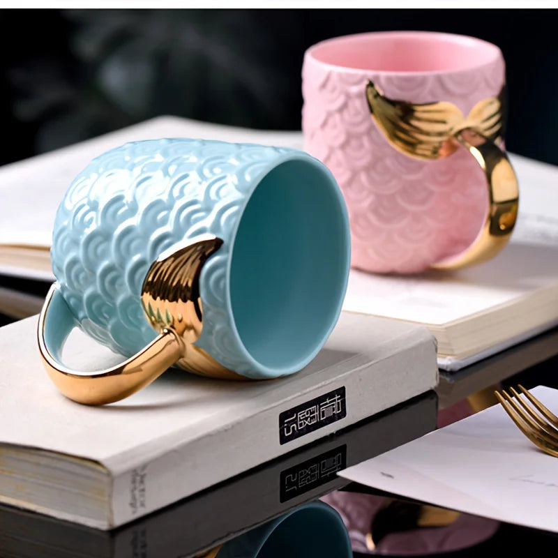 400ML Golden Mermaid Tail Ceramic Mug Tea Coffee Milk Novelty Gifts