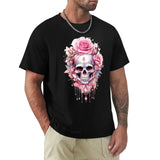 Skull Diamond Roses T-Shirt Retro Vintage Men