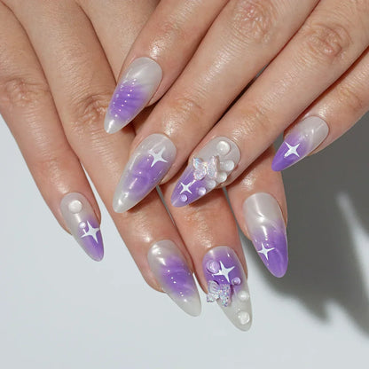 Summer Floral Short Fake Nail Tips