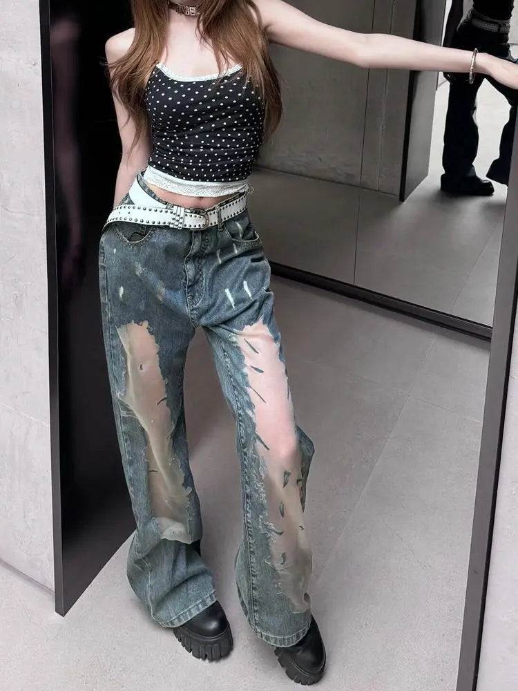 Y2K Patchwork Baggy Jeans Women Vintage 2025