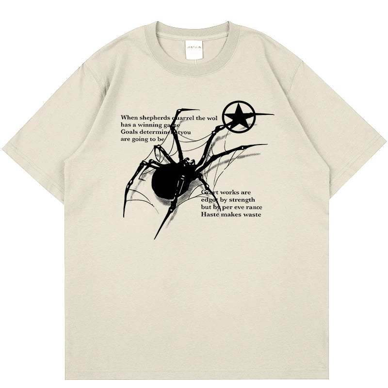 Y2K Streetwear Spider Graphic Acubi Harajuku Short Sleeve T-Shirts Grunge