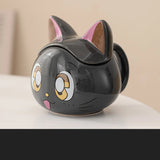 Cute Cat Ceramic Mug with Lid Perfect Cartoon Gift