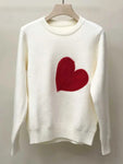 Harajuku Chic: Wholesale Women's Knit Sweater with Red Heart Embroidery