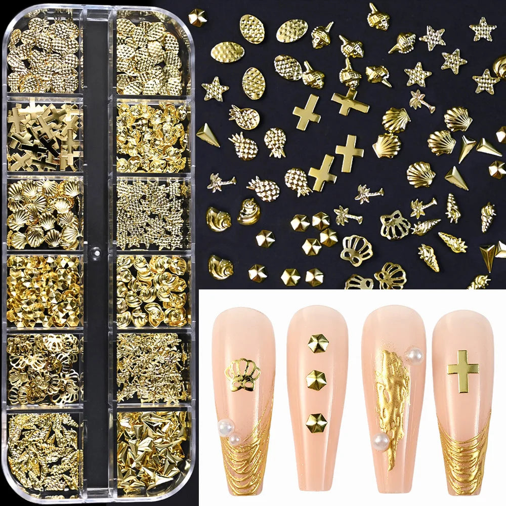 Gold Metallic Nail Art Decorations