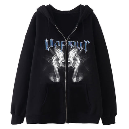 Jacken Damen Y2K Zip Up Skeleton Hoodie Streetwear