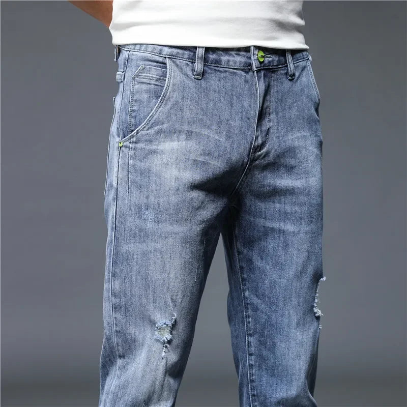 Knöchellange Jeans dünne Streetwear Denim Hose Casual Hose
