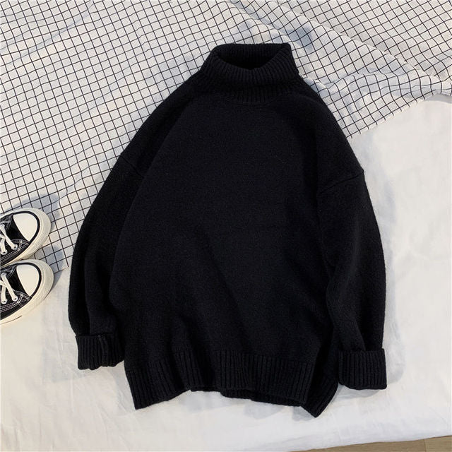 Sweater men loose autumn and winter Japanese retro cartoon Male bottoming shirt pullovers - xinnzy