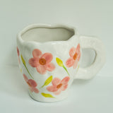 Koreanischer Stil, handgefertigt, unregelmäßige Tasse, Handblumen, Keramik