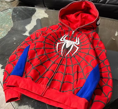 Grunge Y2K Spider Web Hoodie Women Harajuku Punk Zip Sweatshirt