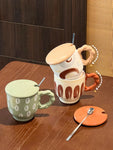 Ceramic Mug 2025 Drinking Water Breakfast Cup with Lid Spoon