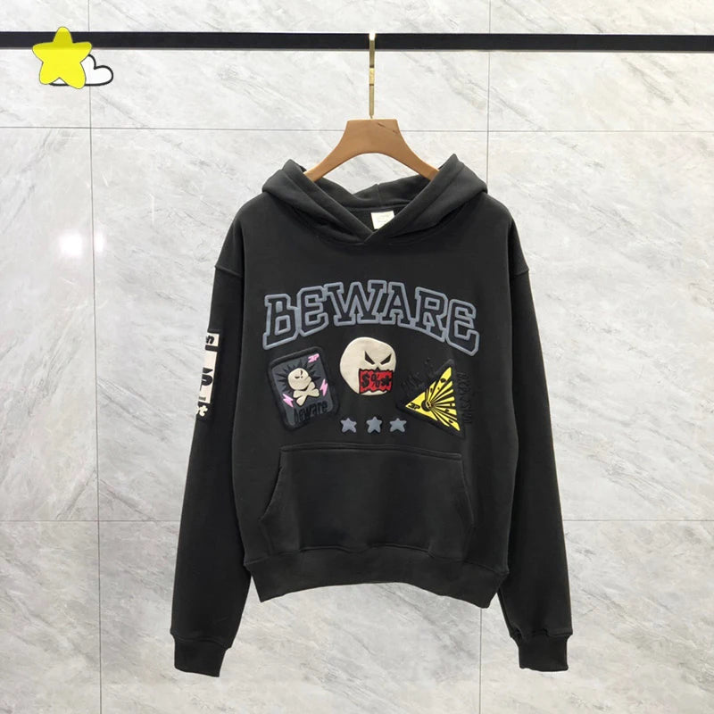 Casual Fashion Foam Print Hoodie Men High-Quality Cotton Hooded Pullover