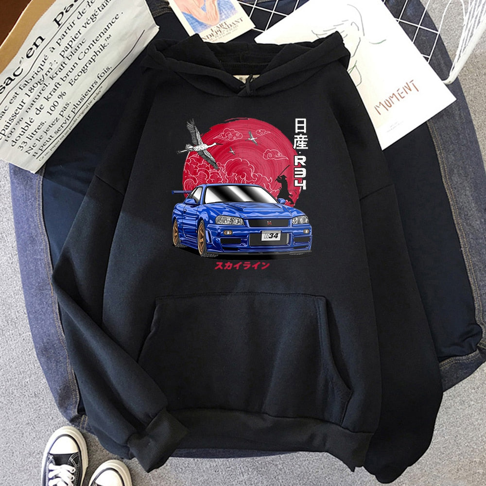 Hoodie Men Sweatshirts for Car Japanese Streetwear