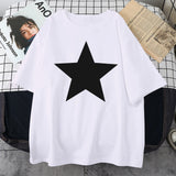 Five-Pointed Star Print Tee Top Tee Shirts Oversized